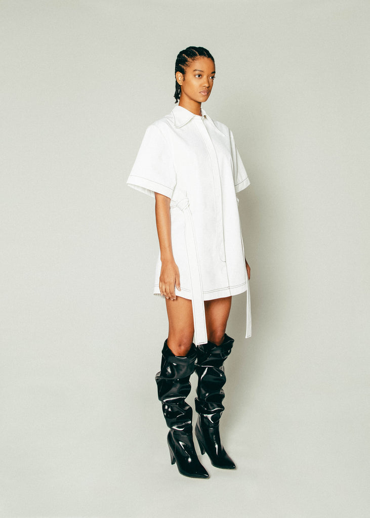 Boxy Shirt Dress in White | MICHMIKA