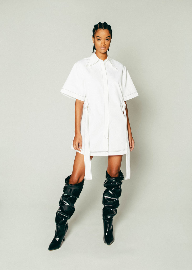 Boxy Shirt Dress in White | MICHMIKA