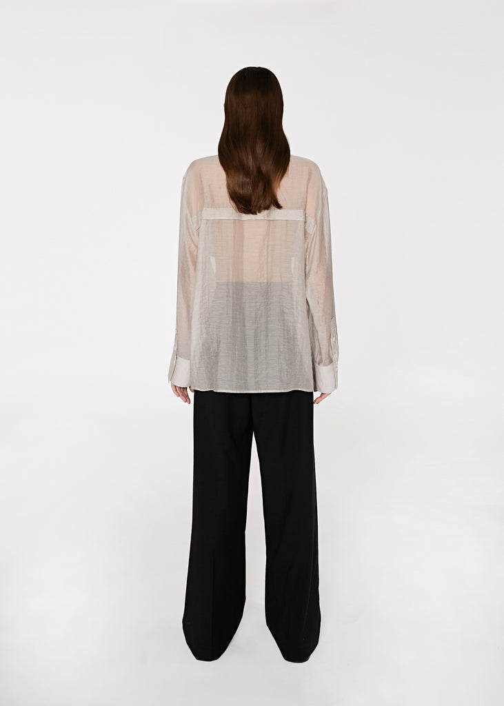 Flap Sheer Pockets Top in Grey