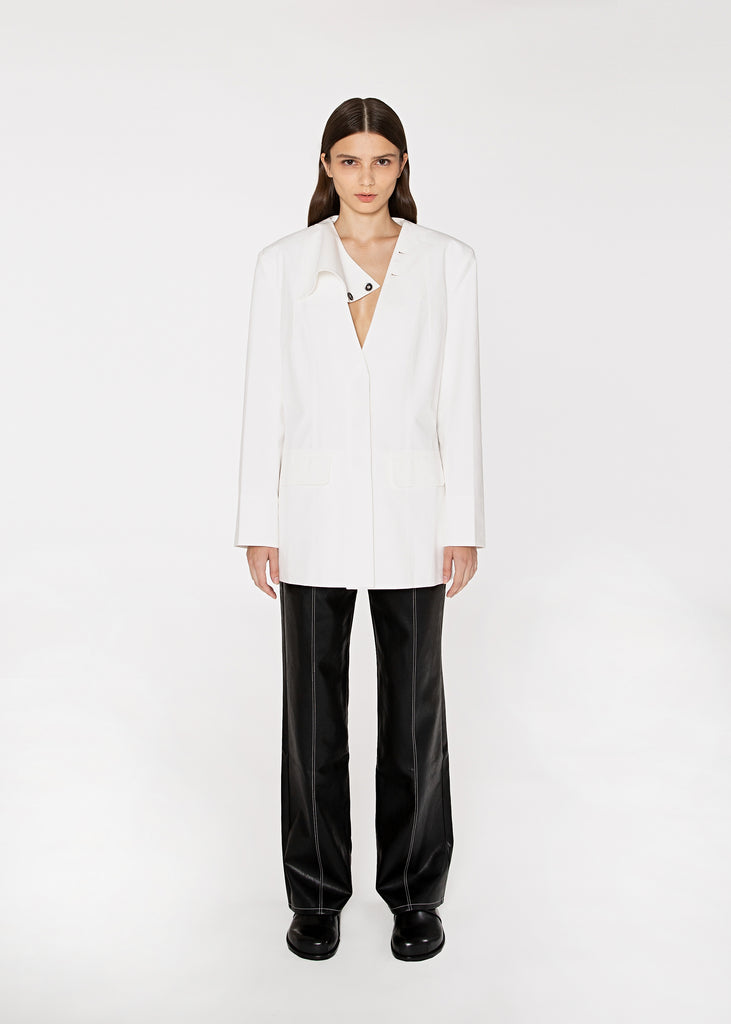 Chest Flap Blazer in White 
