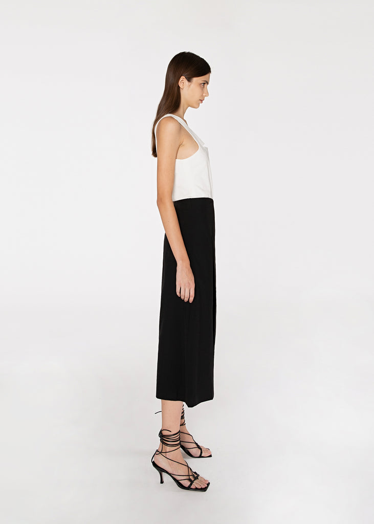 Overlap Midi Skirt in Black