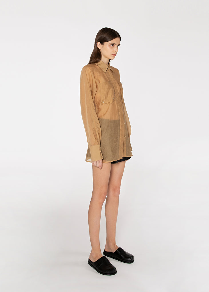 Dolman Sleeve Patch Pocket Shirt in Sepia