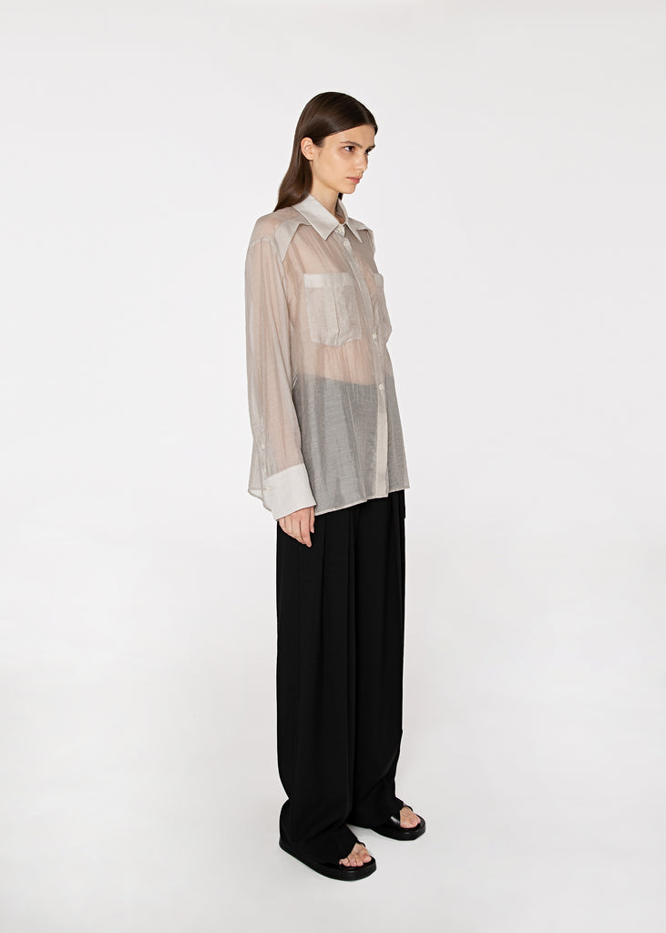 Flap Sheer Pockets Top in Grey