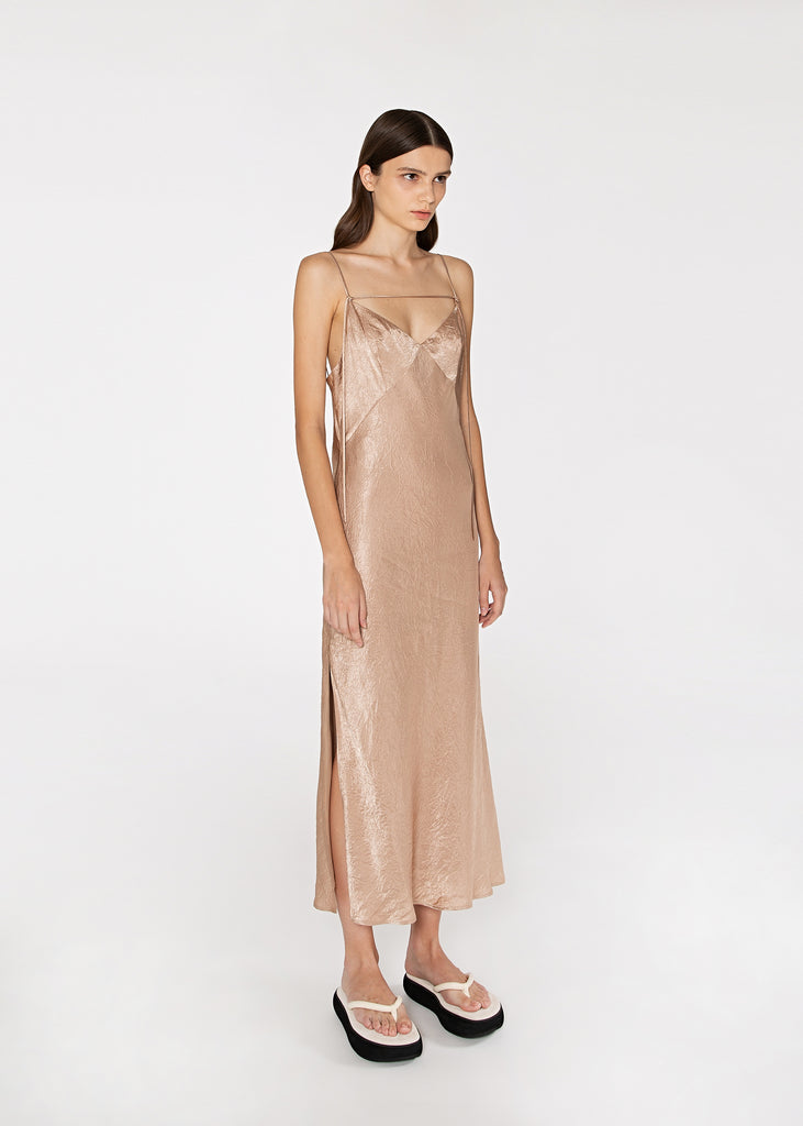 V-neck Slip Dress in Champagne 