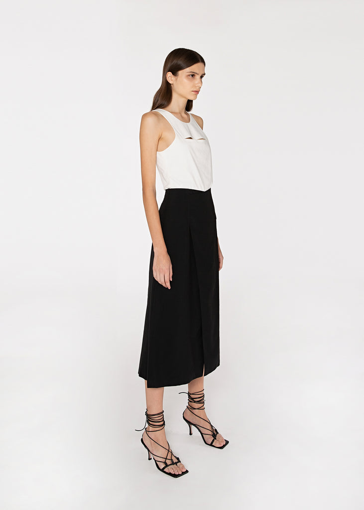 Overlap Midi Skirt in Black