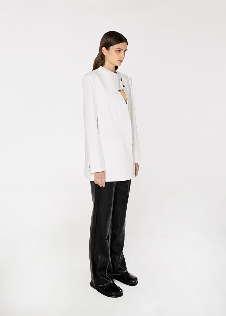 Chest Flap Blazer in White 