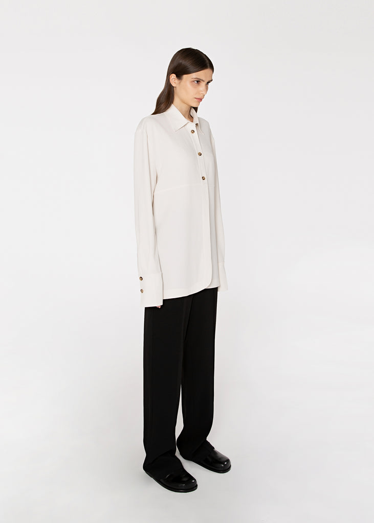 Half Buttoned Paneled Shirt in Off-white 