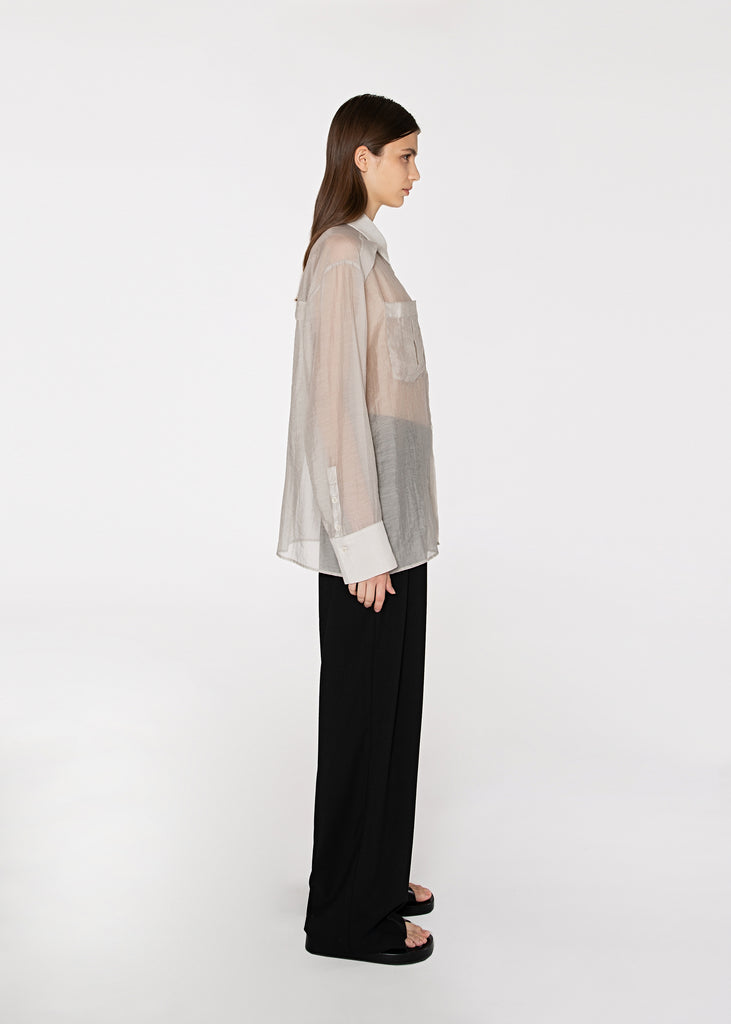 Flap Sheer Pockets Top in Grey