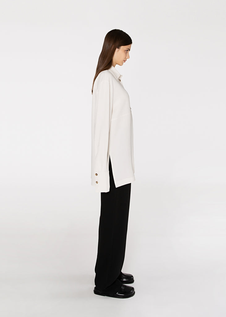 Half Buttoned Paneled Shirt in Off-white 