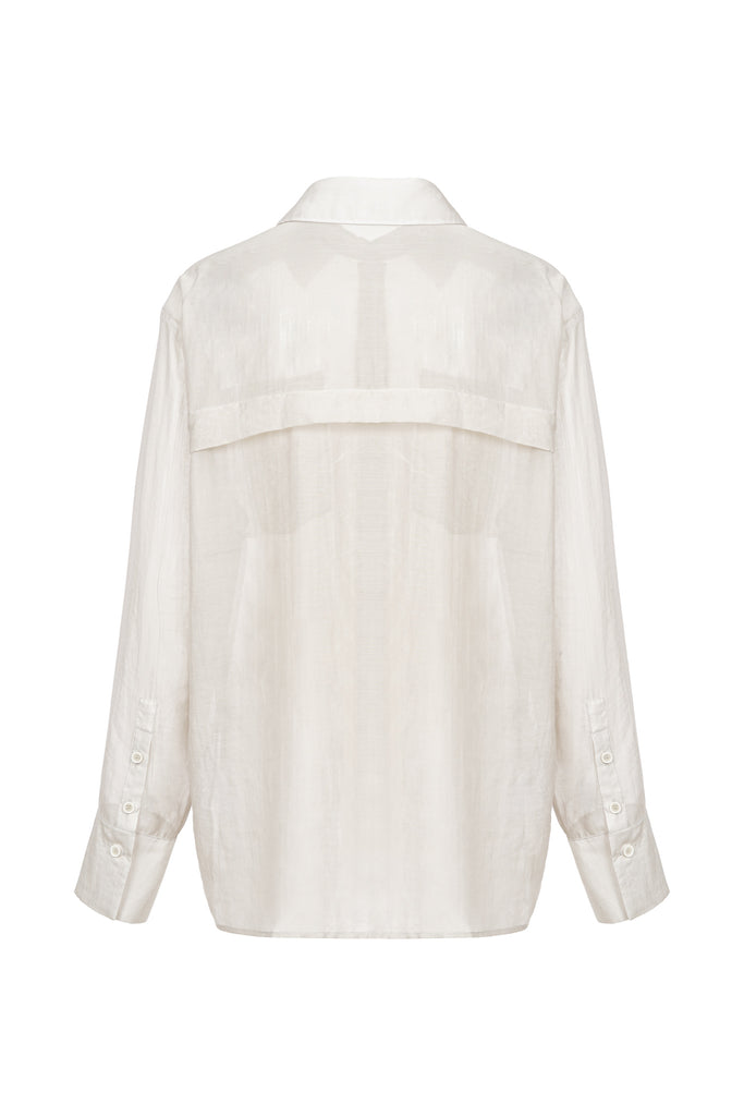 Flap Sheer Pockets Top in Grey