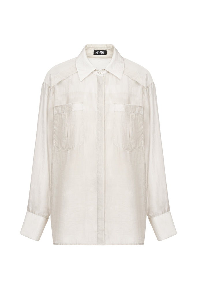 Flap Sheer Pockets Top in Grey