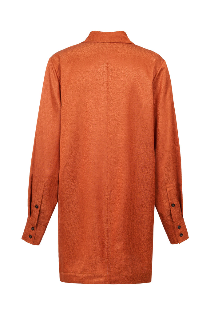 Back Slit Contrast Buttoned Shirt in Rust 