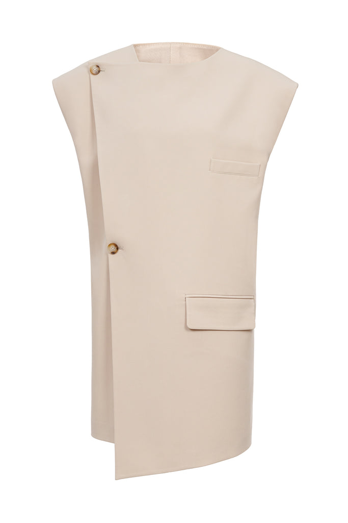 Vest Draped Blazer in Champagne Front