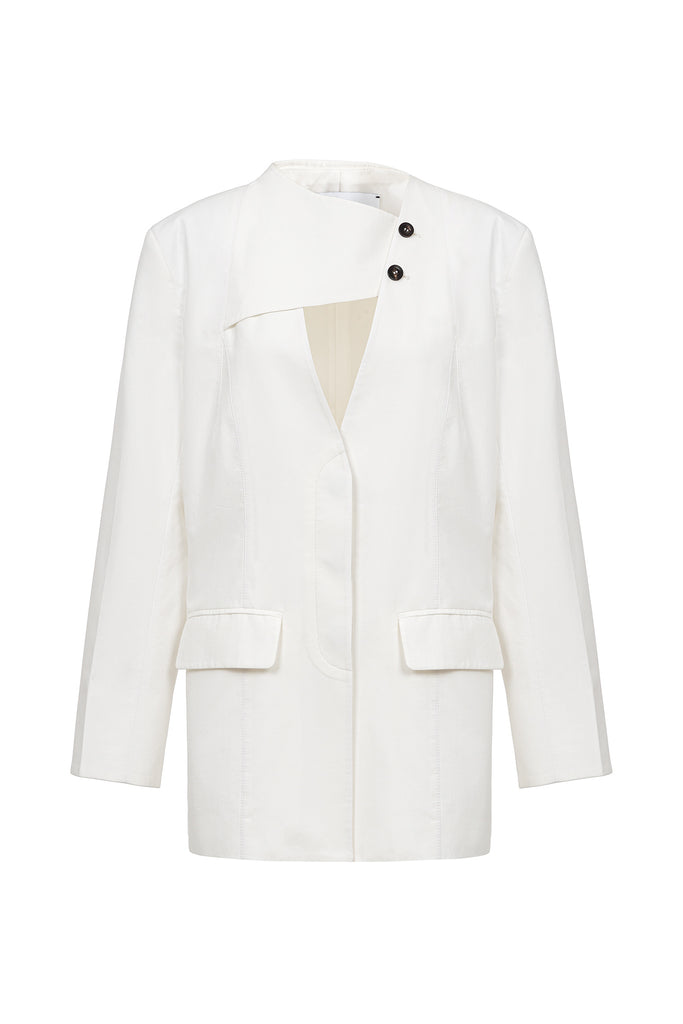 Chest Flap Blazer in White 