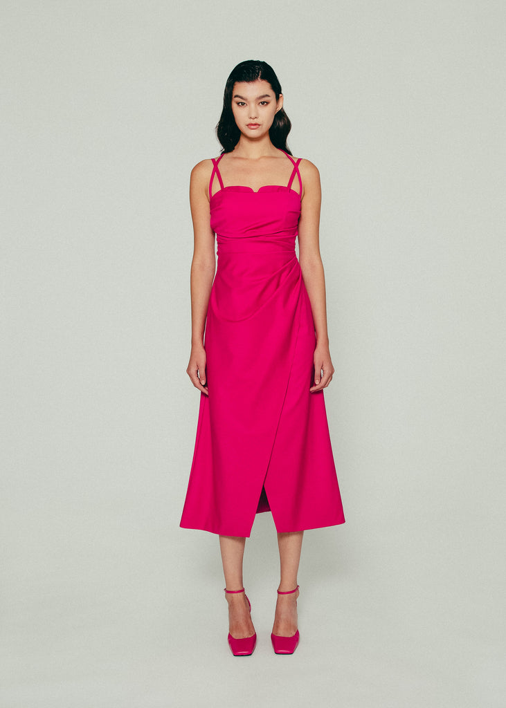 Draped Bustier Dress in Pink
