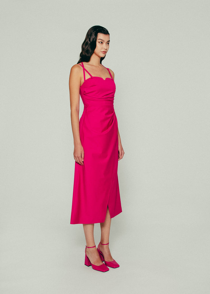 Draped Bustier Dress in Pink