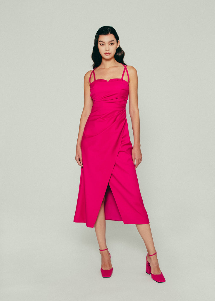 Draped Bustier Dress in Pink