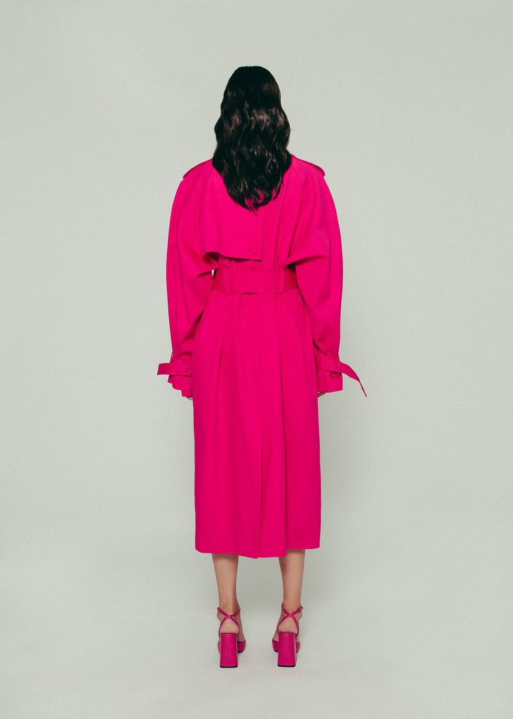 Belted Trench Coat in Pink