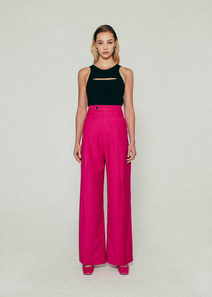 Double Waistband Pants in Pink
