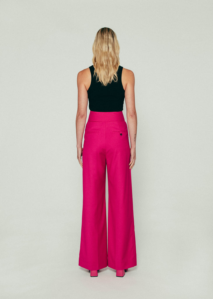 Double Waistband Pants in Pink
