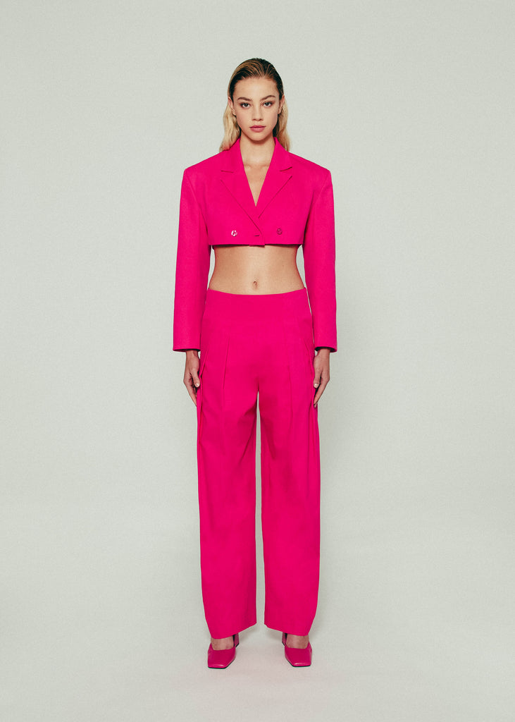 Cropped Blazer in Pink