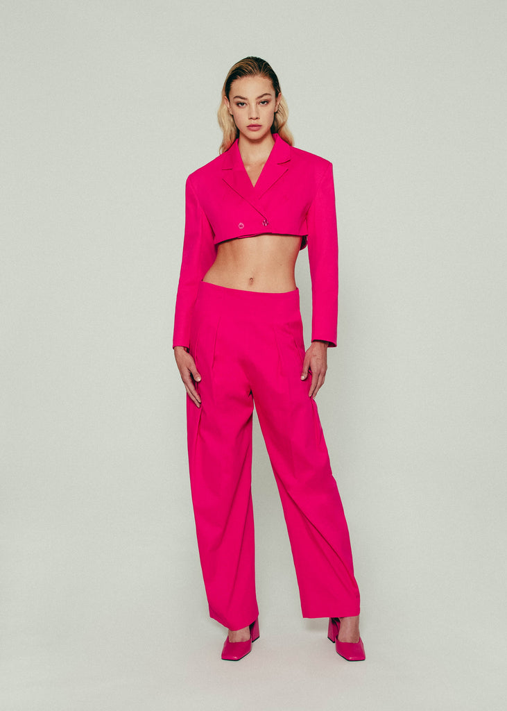 Cropped Blazer in Pink