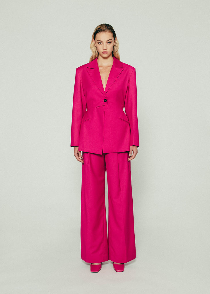 Pleated Waist Blazer in Pink