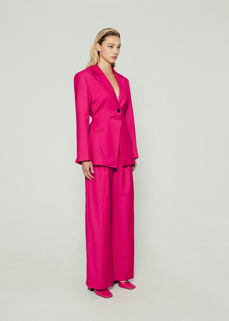 Pleated Waist Blazer in Pink