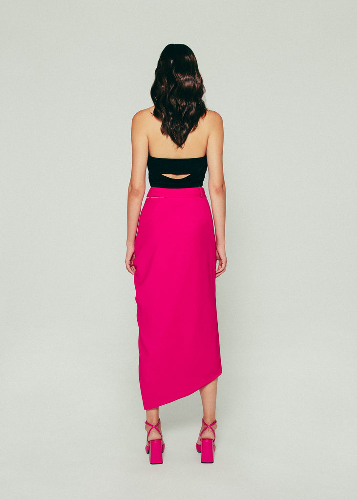 Pleated Slit Skirt in Pink