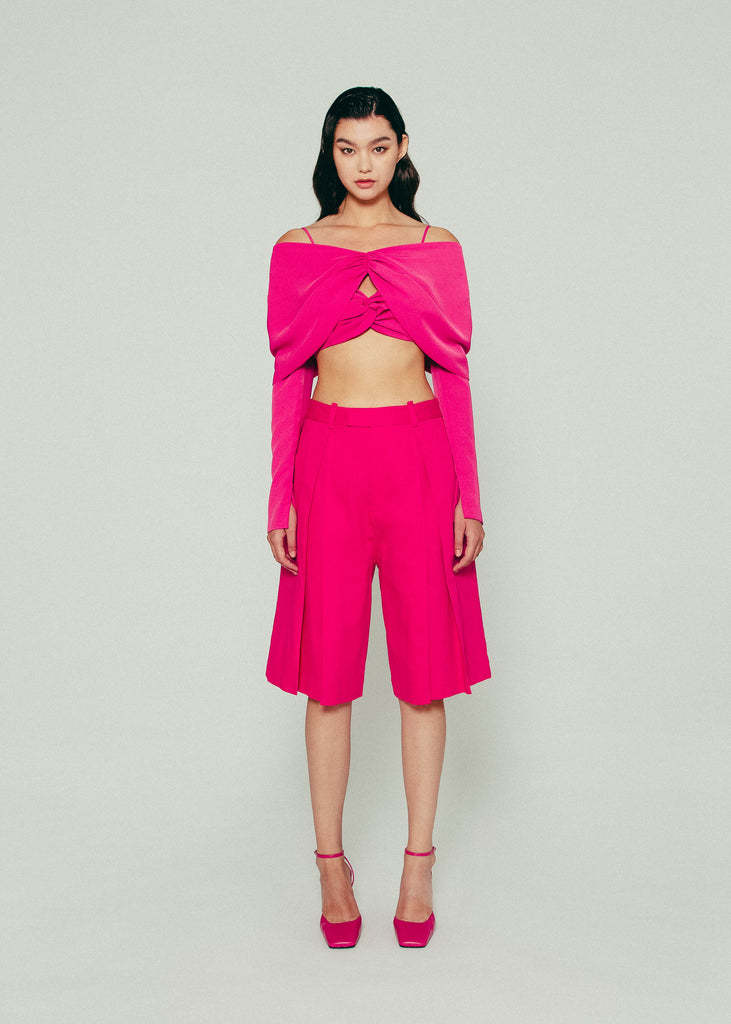 Twisted Cropped Top in Pink