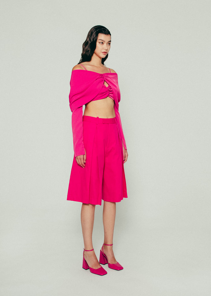 Twisted Cropped Top in Pink