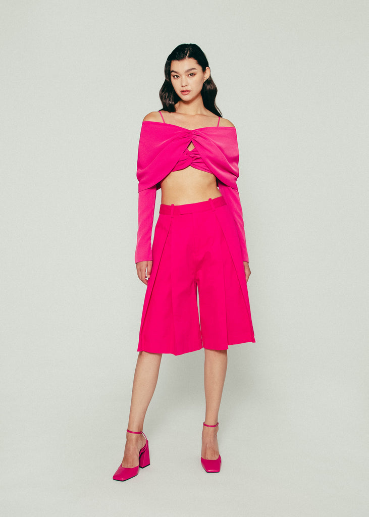 Twisted Cropped Top in Pink