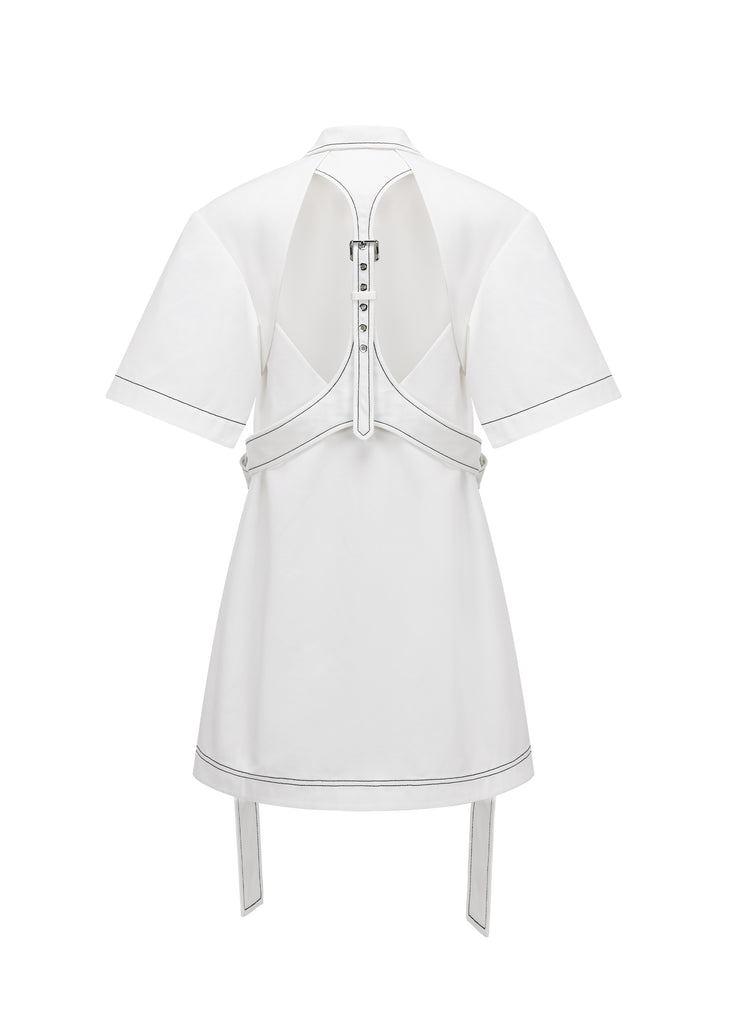 Boxy Shirt Dress in White | MICHMIKA