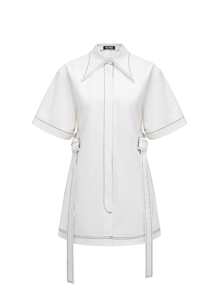 Boxy Shirt Dress in White | MICHMIKA