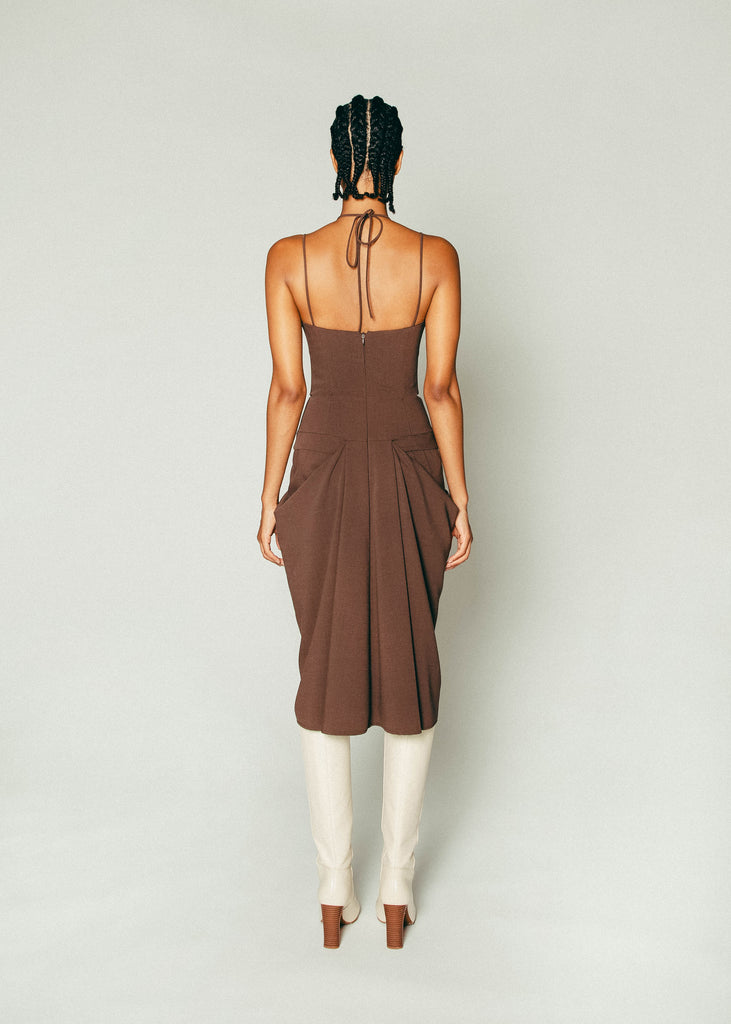 Bralette Dress in Dark Brown | MICHMIKA