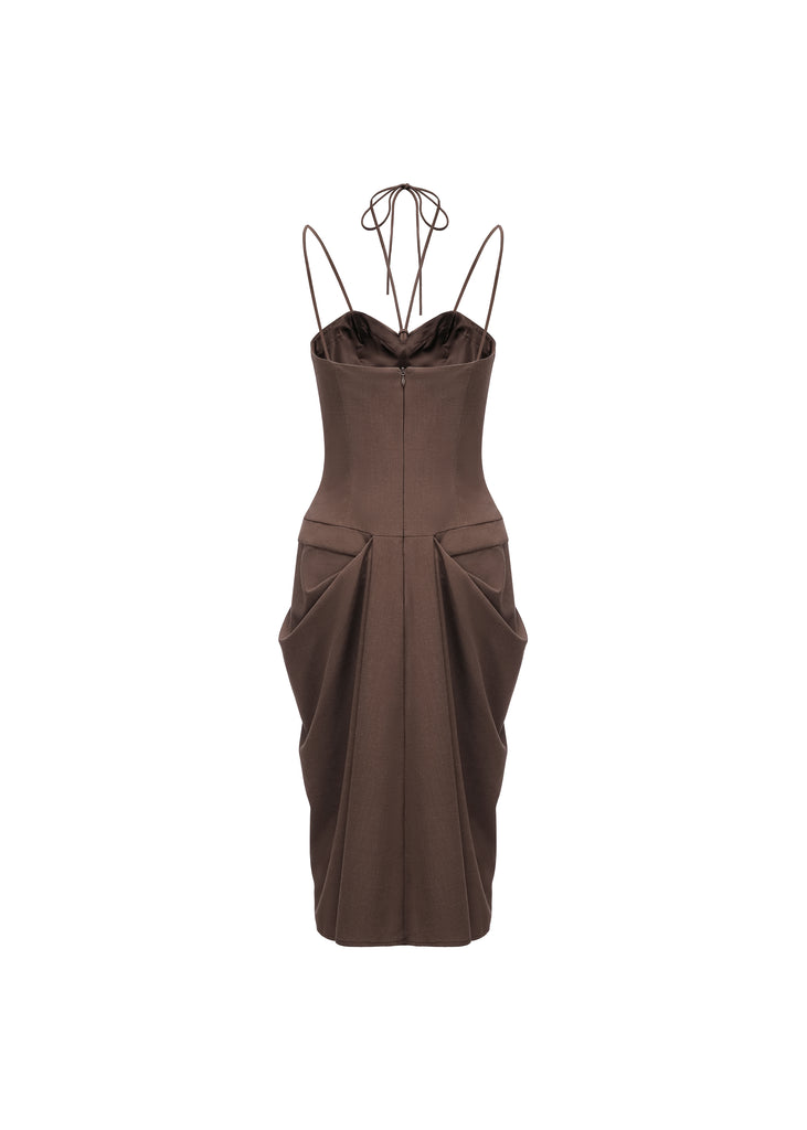 Bralette Dress in Dark Brown | MICHMIKA