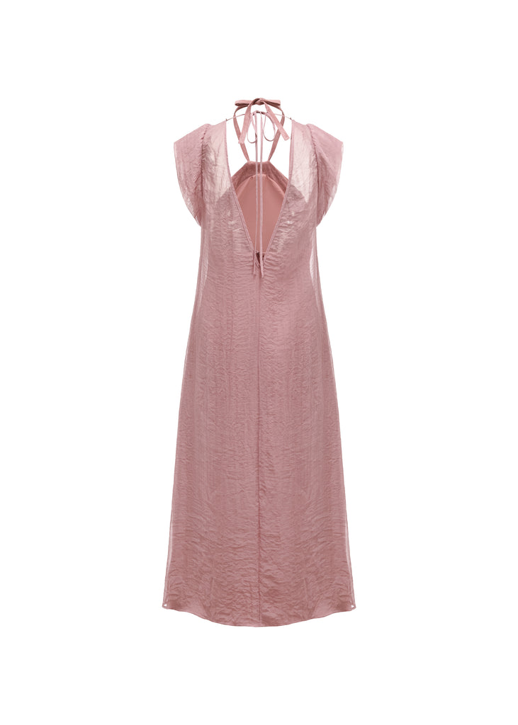 Halterneck Shift Dress in Pink | MICHMIKA