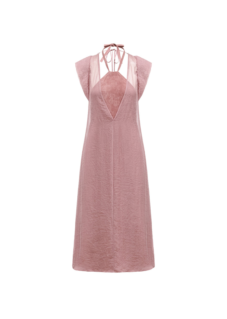 Halterneck Shift Dress in Pink | MICHMIKA