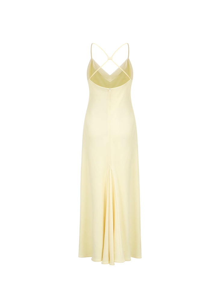 Midi Slip Dress in Light Yellow | MICHMIKA