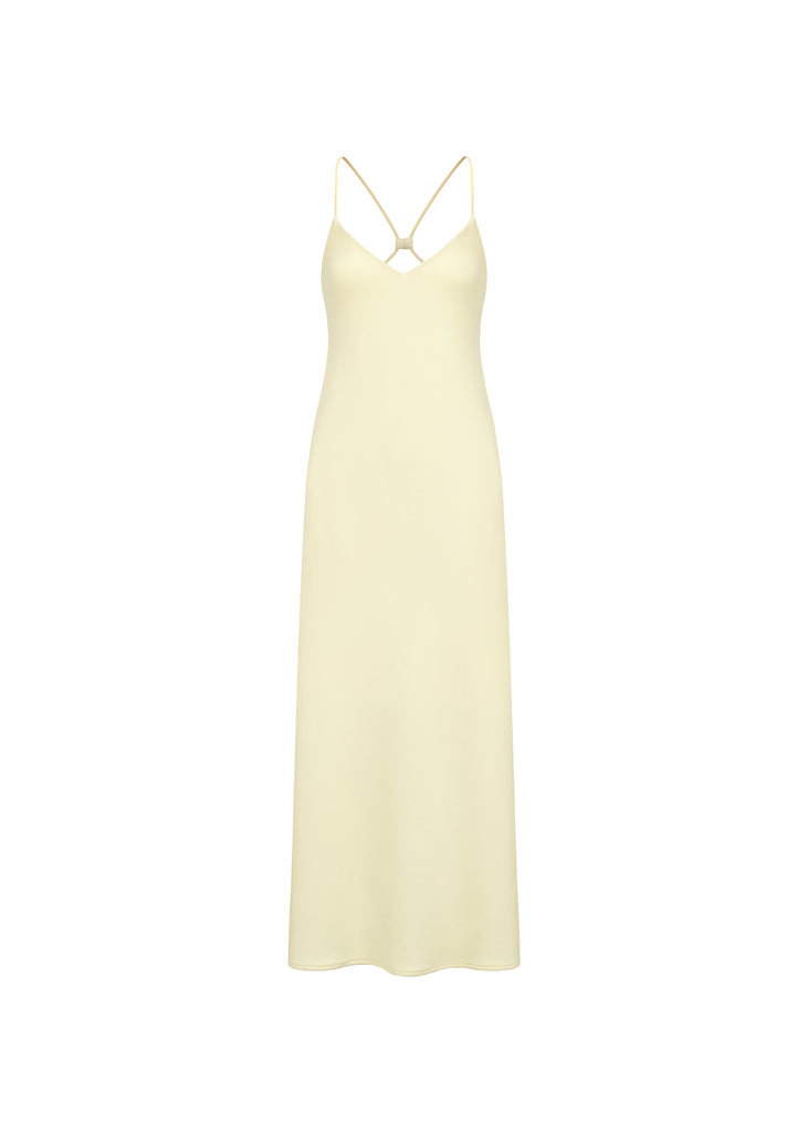 Midi Slip Dress in Light Yellow | MICHMIKA