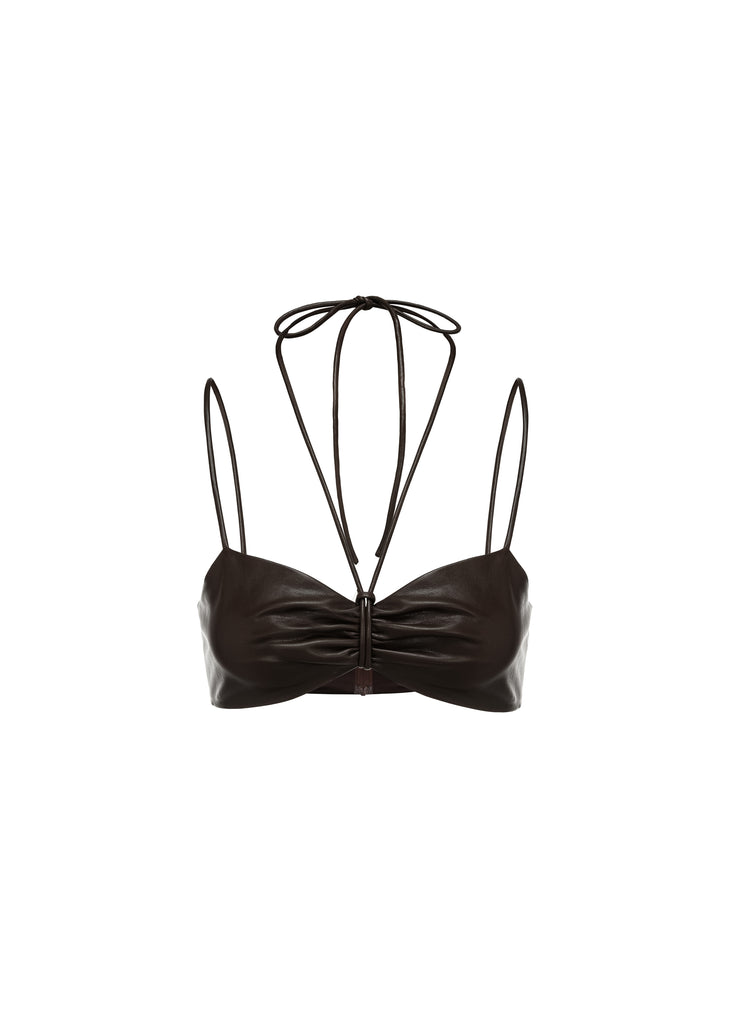 Ruched Bralette in Dark Brown | MICHMIKA