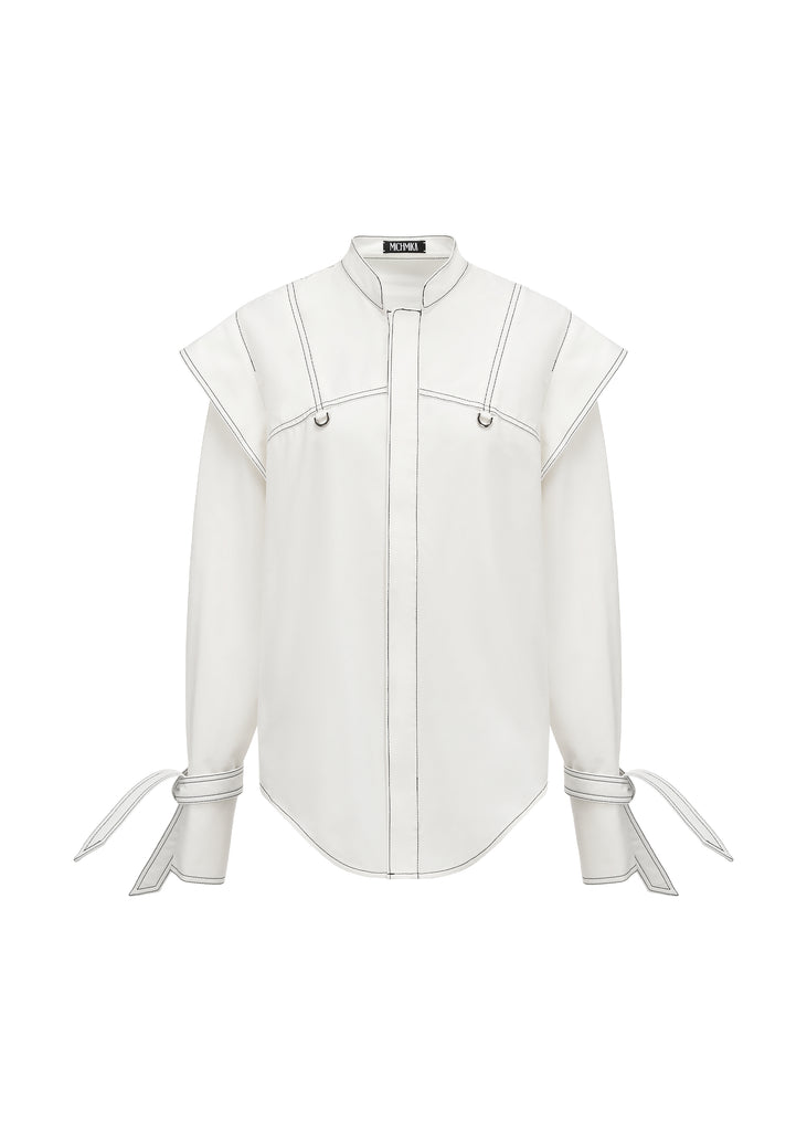Top Stitching Shirt in White | MICHMIKA
