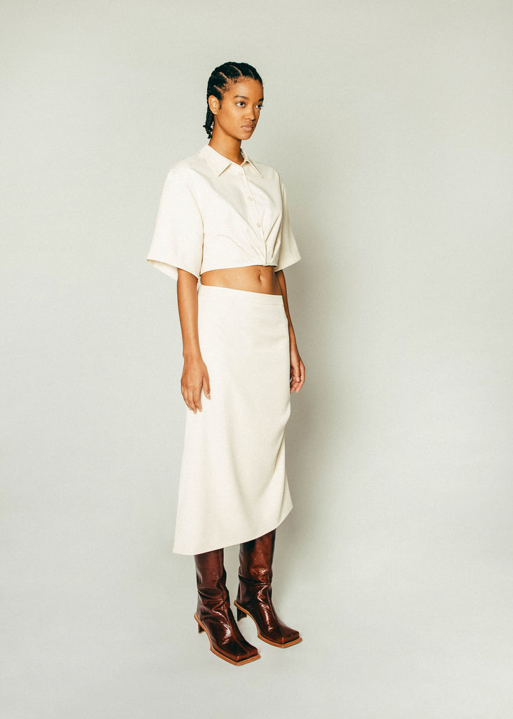 Slanted Midi Skirt in Sand | MICHMIKA