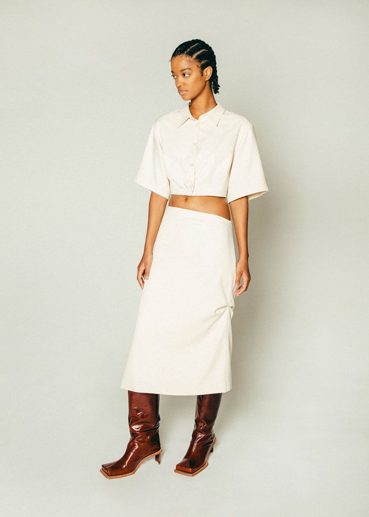 Slanted Midi Skirt in Sand | MICHMIKA