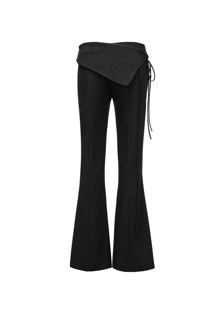 Waist Flap Trousers in Black | MICHMIKA