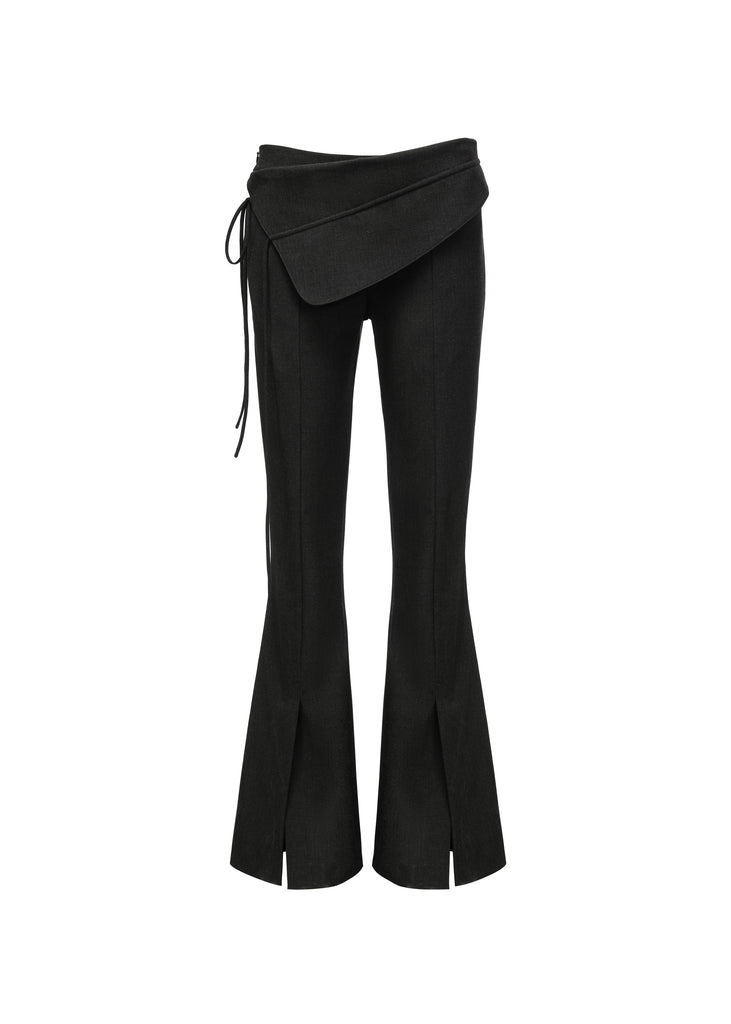 Waist Flap Trousers in Black | MICHMIKA