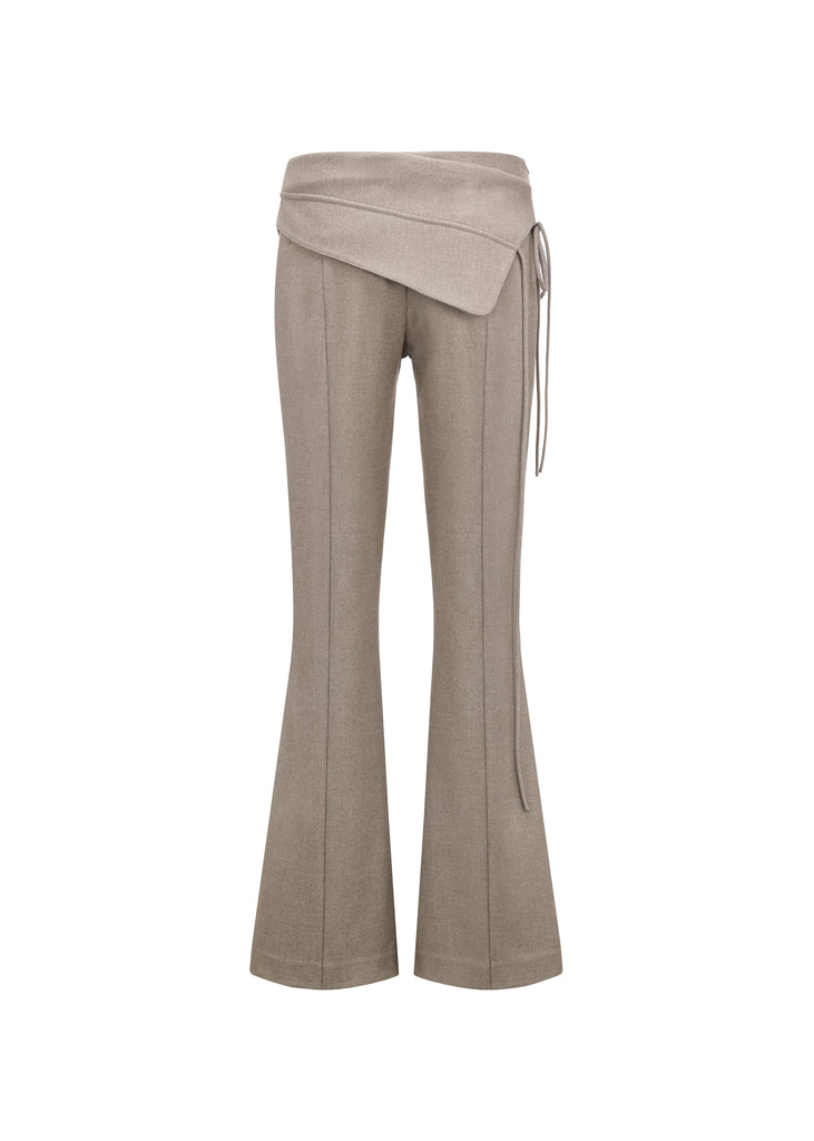 Waist Flap Trousers in Khaki | MICHMIKA