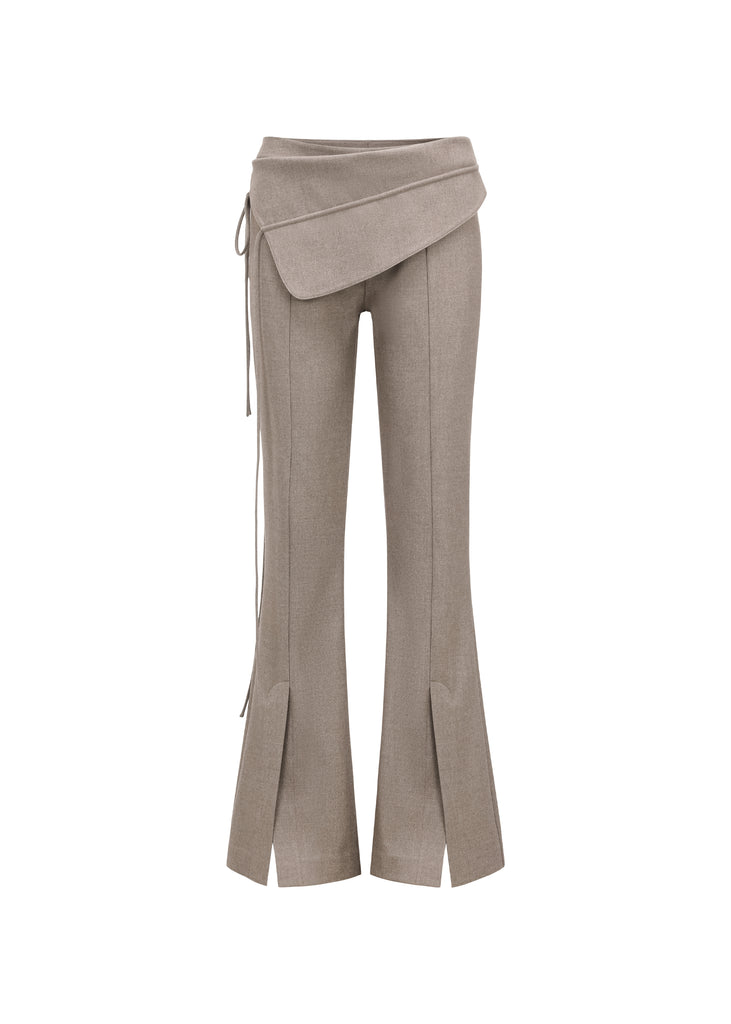 Waist Flap Trousers in Khaki | MICHMIKA