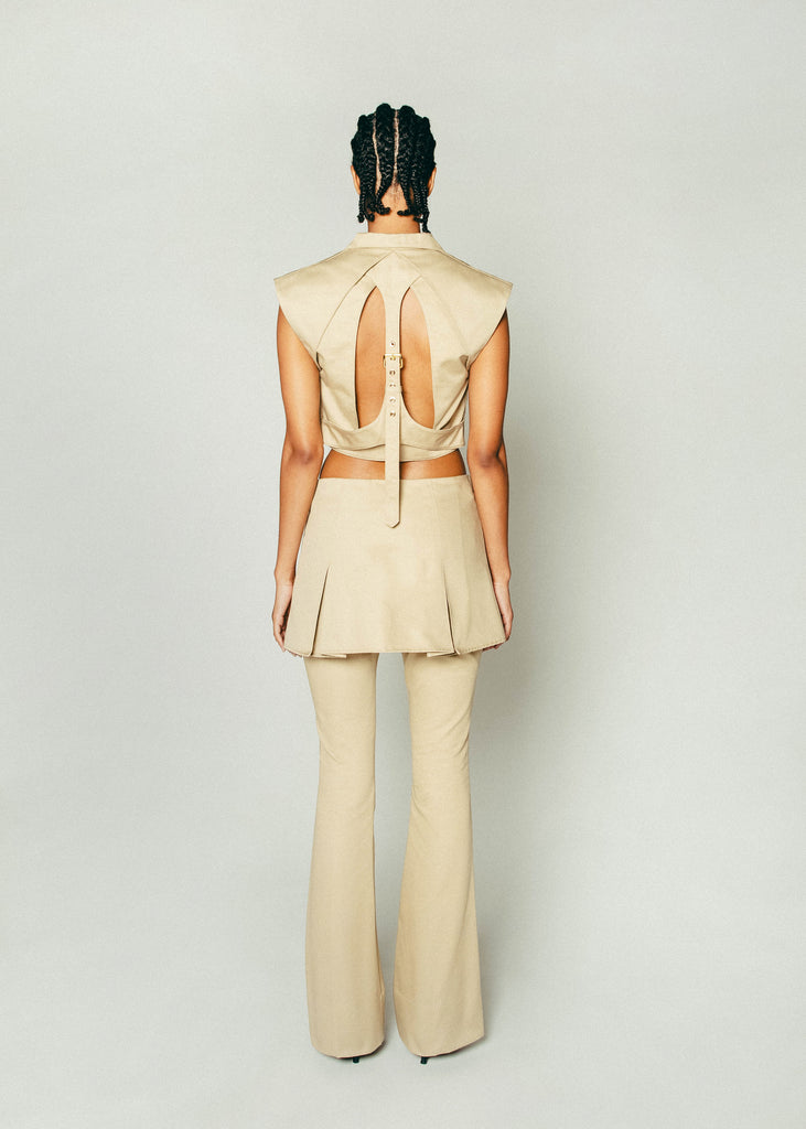 Mini Skirt Trousers in Beige | MICHMIKA