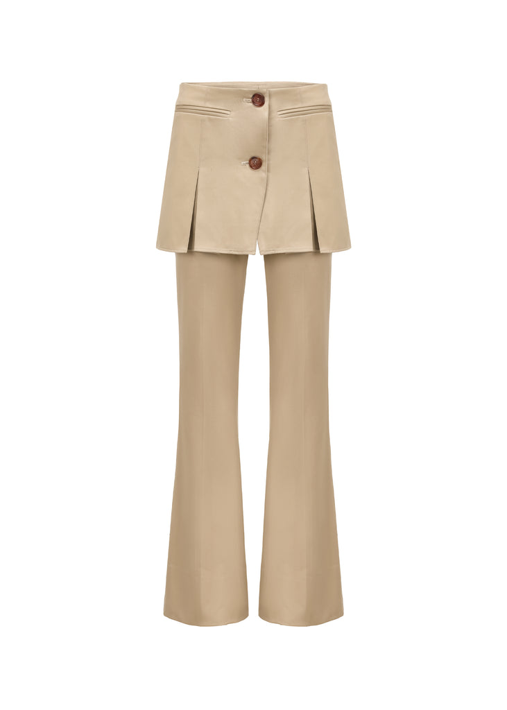 Mini Skirt Trousers in Beige | MICHMIKA
